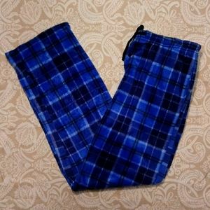 NWT Men’s Fleece Pajama Pants – Size XL, Blue Plaid, Pockets & Drawstring